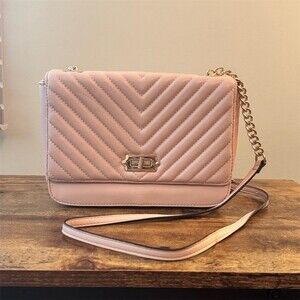 A New Day Crossbody Bag Womens Small Pink Quilted Chevron Gold